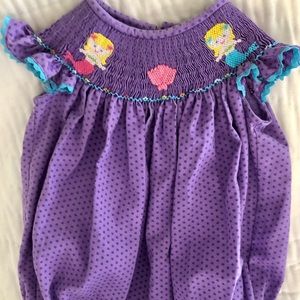 Cecil and Lou mermaid smocked bubble 12 mo
